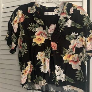 Floral short sleeve button up shirt